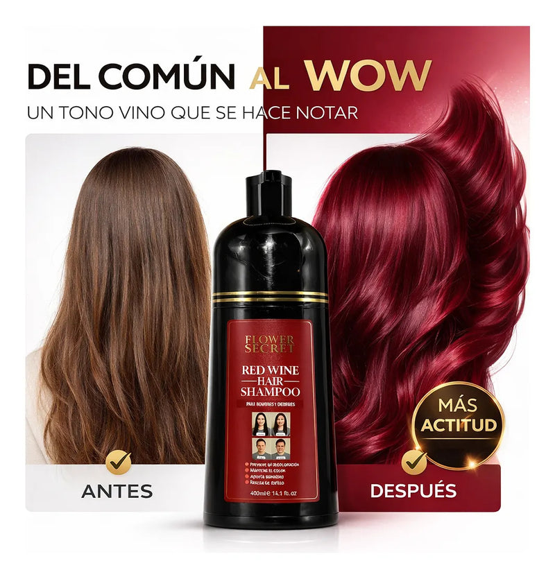 Shampoo Cubre Canas Rojo Flower Secret Color Intenso 400 Ml