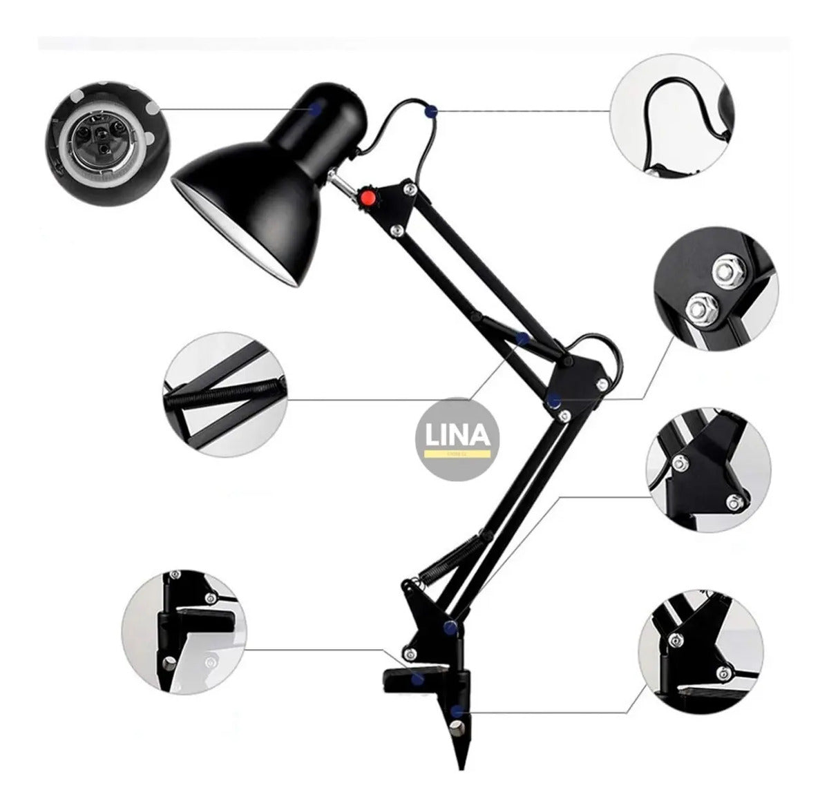 Lámpara de Escritorio Profesional con Brazo Flexible y Altura Extra de 84cm