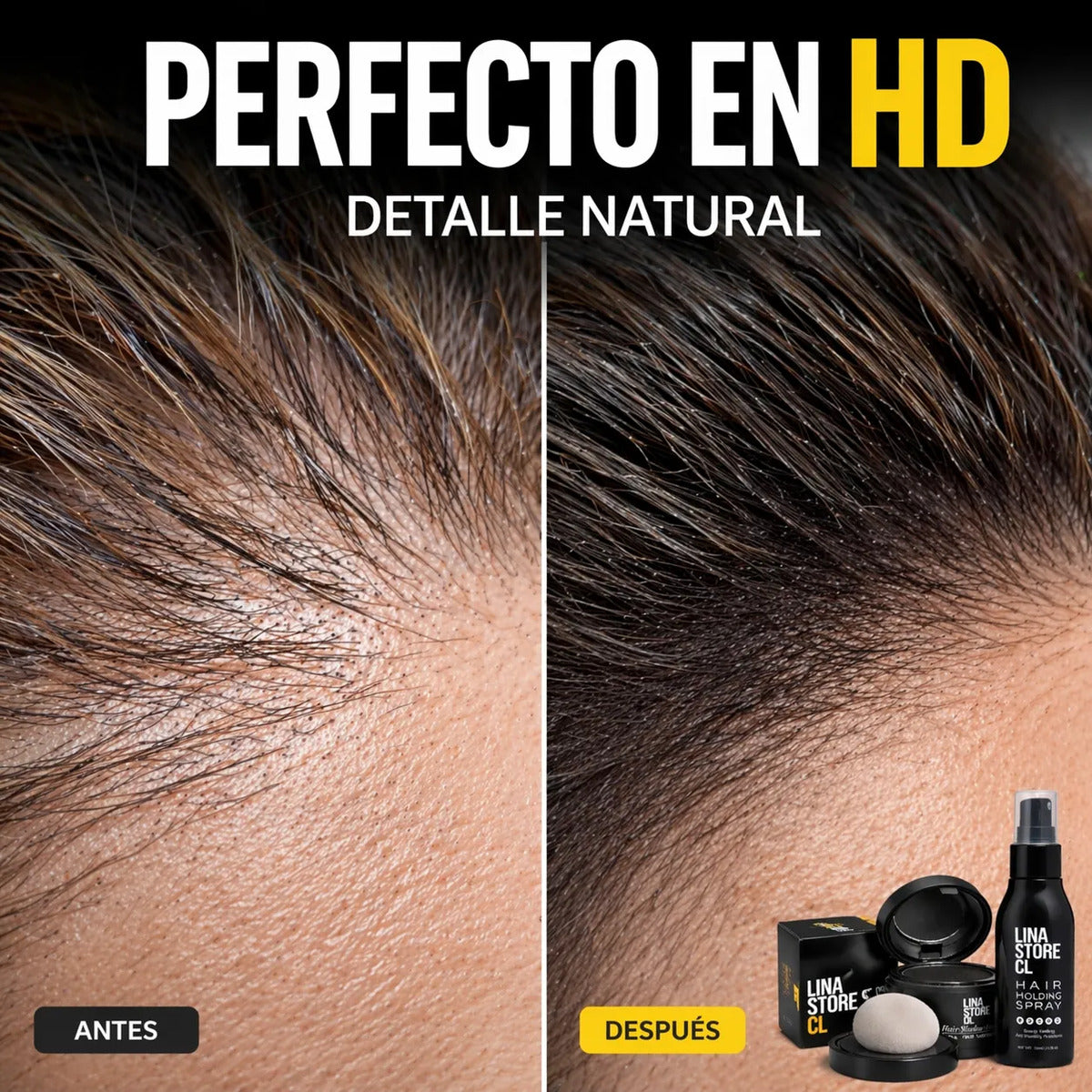 Polvo Capilar Efecto  Cabello Rápido  Negro+fijadora Capilar