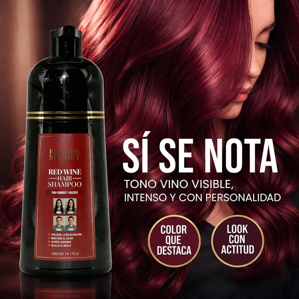 Shampoo Cubre Canas Rojo Flower Secret Color Intenso 400 Ml
