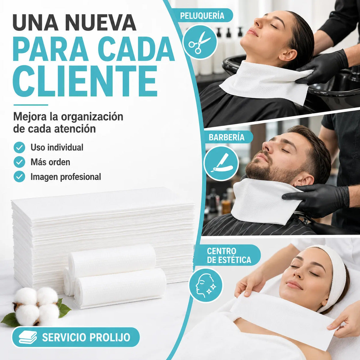 Pack 100 Toallas Desechables Para Cabello Uso Profesional