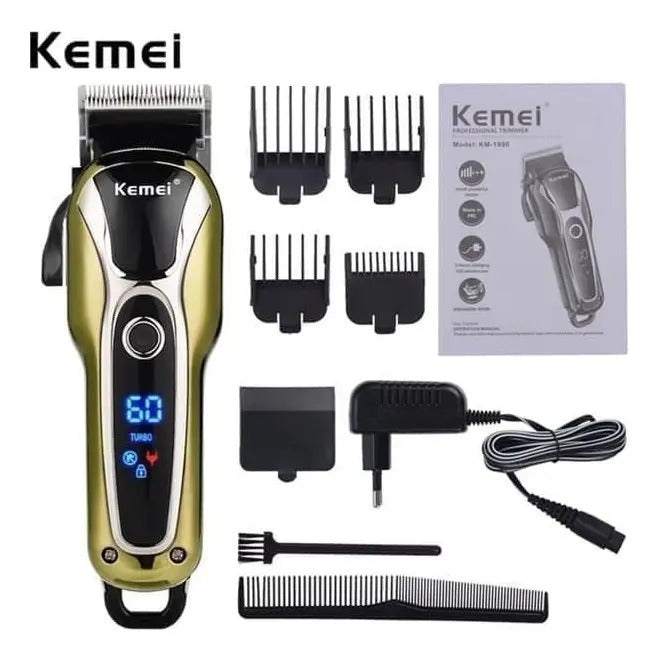 Cortadora de Pelo Profesional Kemei KM-1990 Inalámbrica - Negra y Dorada