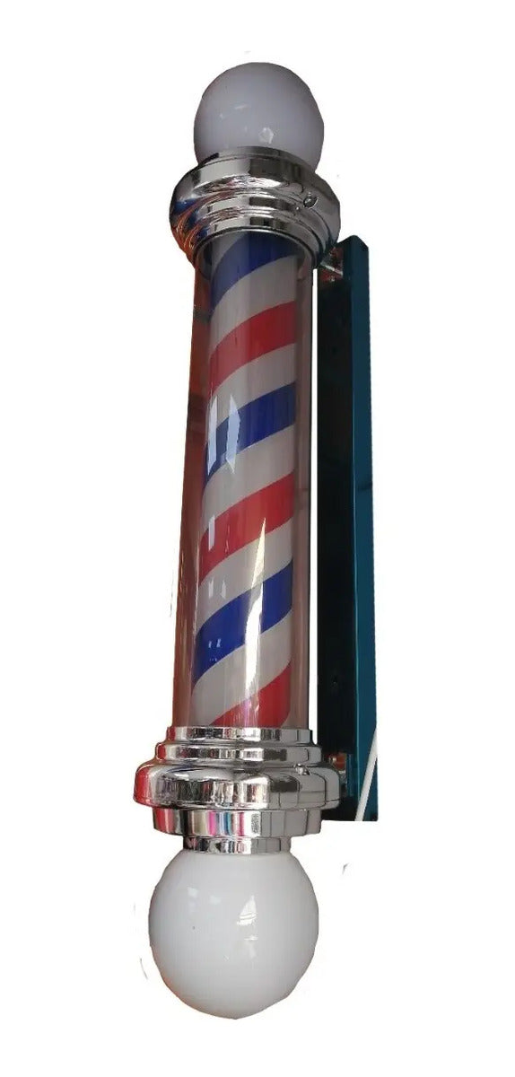 Poste de Barbería Profesional 88cm - Luz LED Giratoria Tricolor Clásica