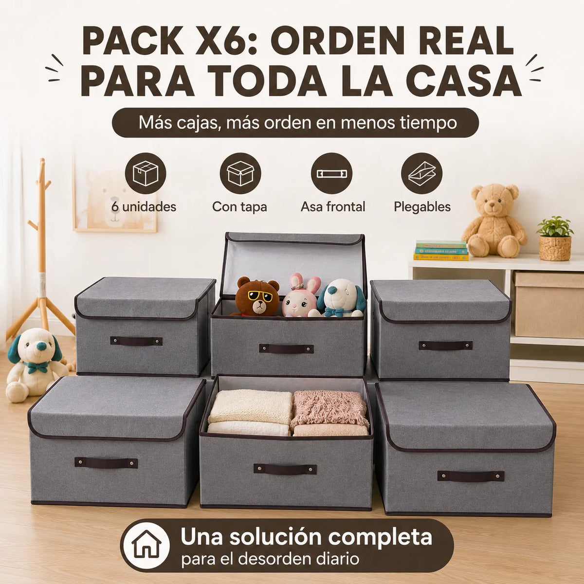 Cajas Organizadoras Plegables Pack 4 Closet Ropa Accesorios
