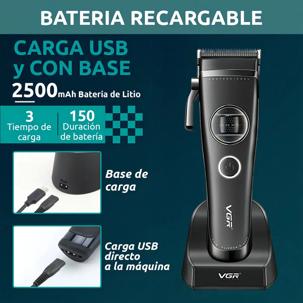 Máquina VGR V-880C Clipper Profesional 7200 RPM Motor BLDC Cerámica