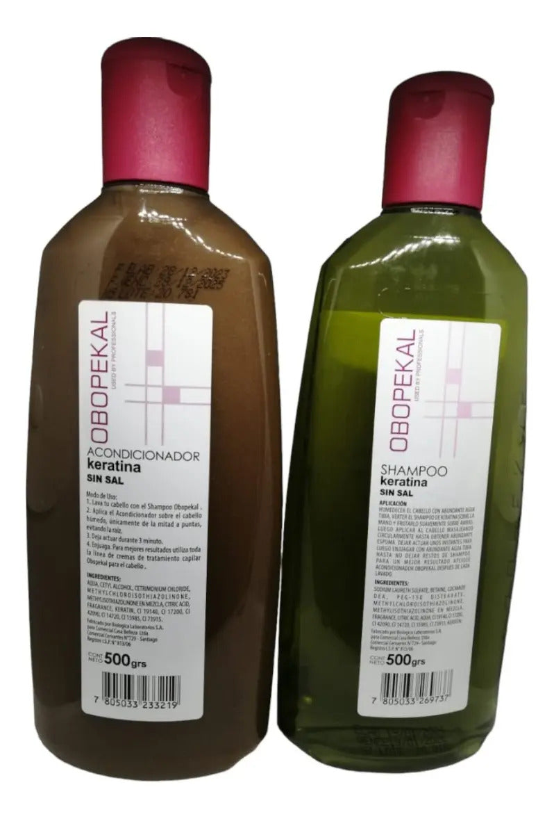 Pack Obopekal Keratina Sin Sal - Shampoo y Acondicionador Profesional