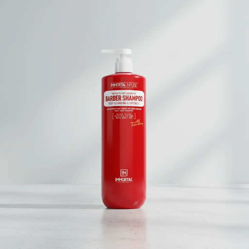 Shampoo Profesional Immortal Infuse Barbería - Keratina Vegetal y Limpieza Profunda 1000ml