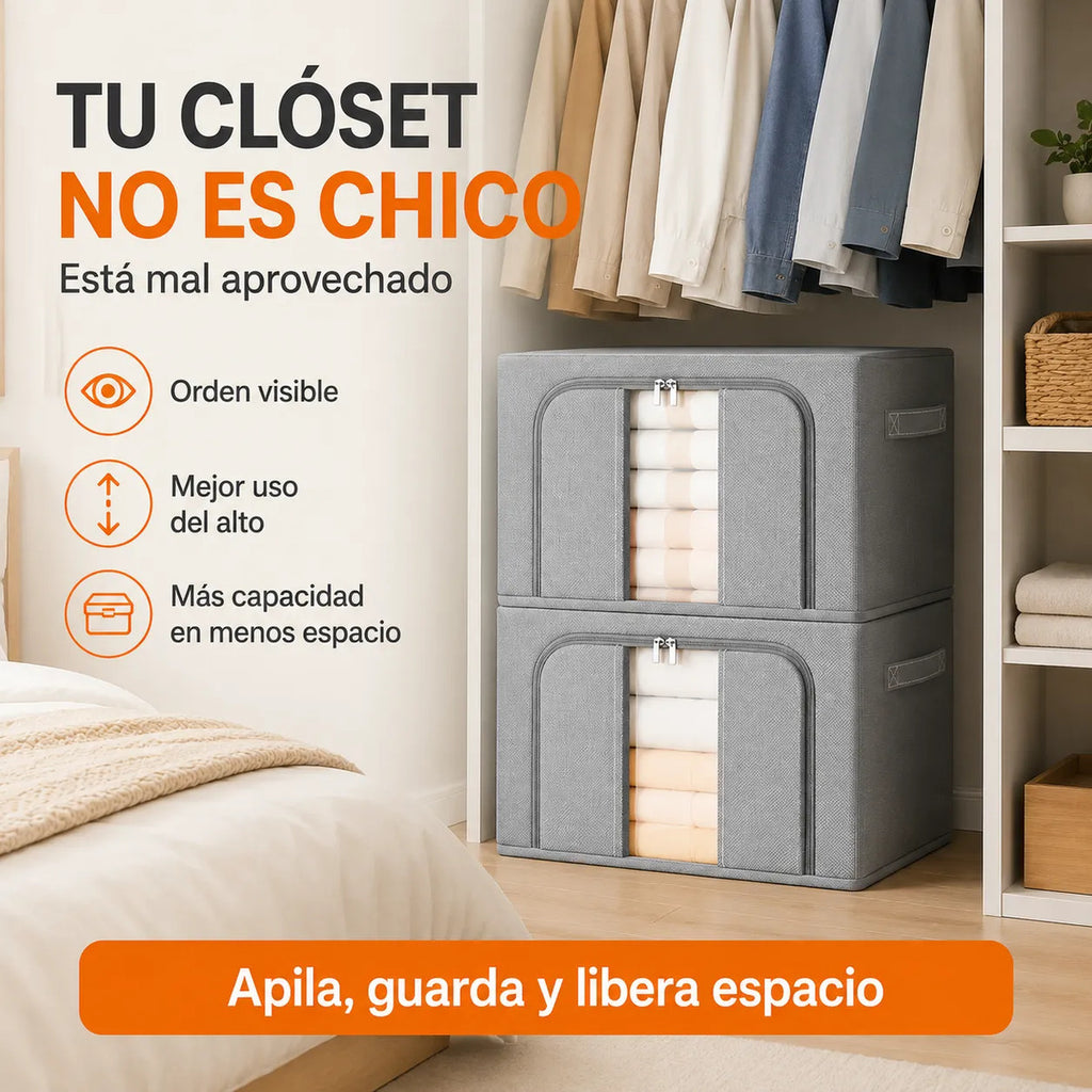 2 Caja Organizadora Plegable Closet Espacio 100l