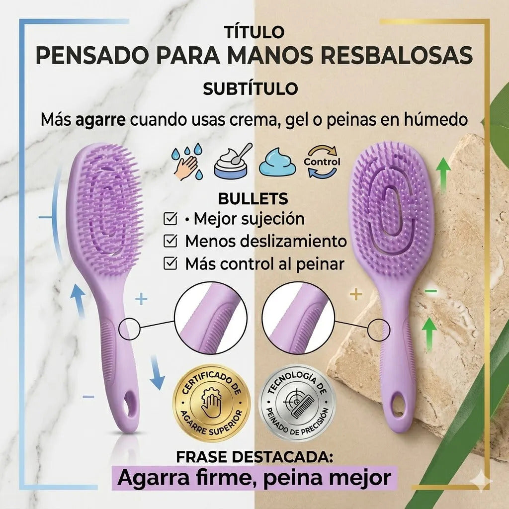 Cepillo Cabello Rizado Desenreda Fácil Cerdas Fucsia