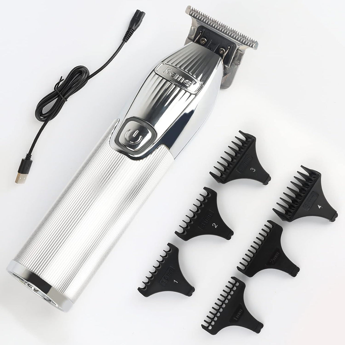 Kit de Barbería Profesional Kemei: Clipper 1986 + Trimmer i32S + Shaver TX1