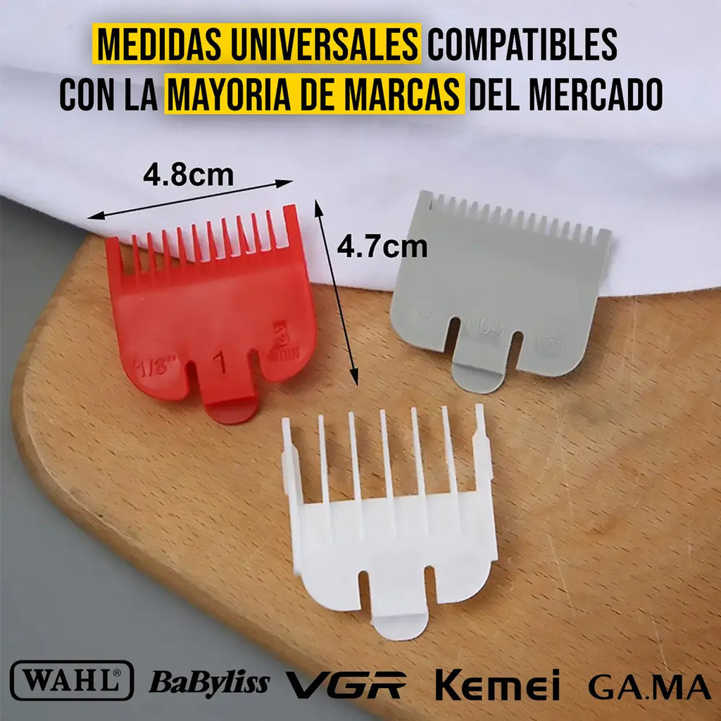 Set de 3 Peines Guía Intermedios para Máquinas Wahl - Clip Metálico (0.5, 1.5 y 1)