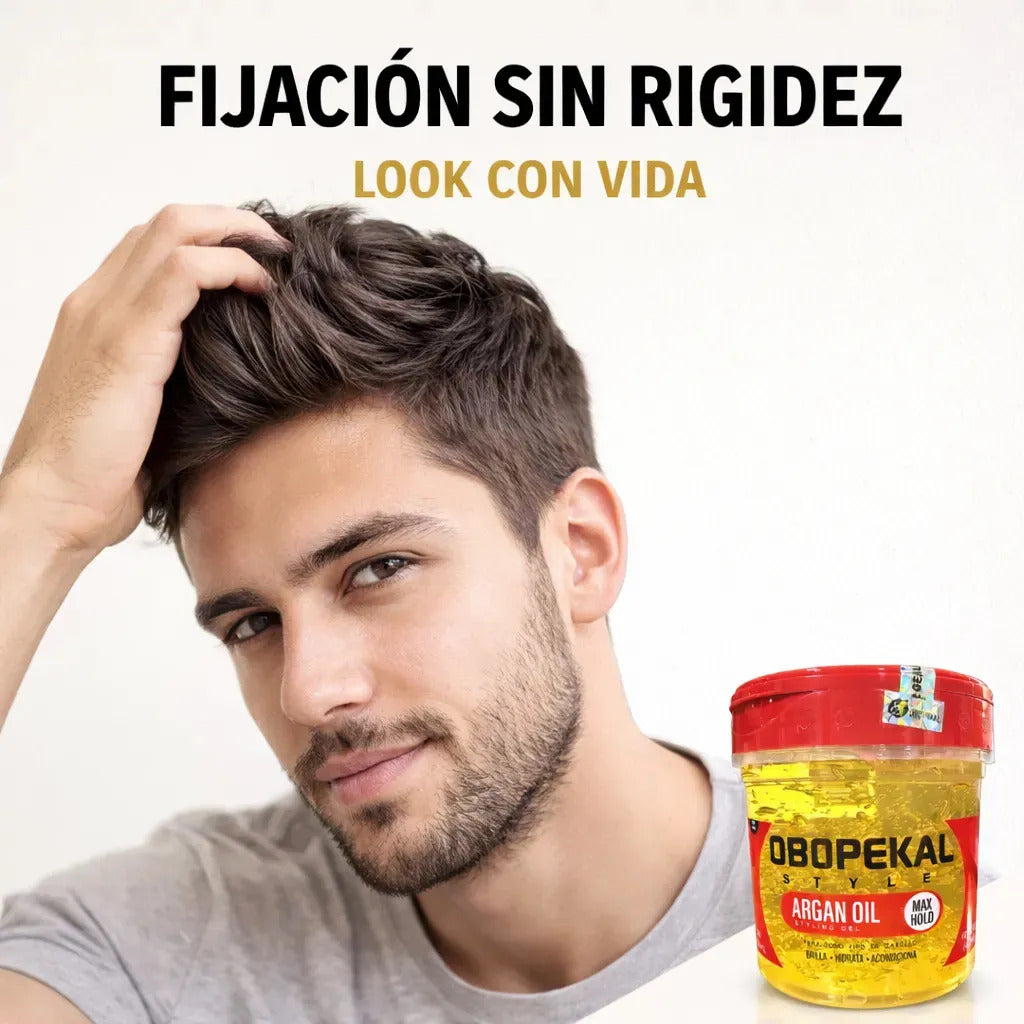 Gel Fijador De Cabello Efecto Brillo Con Aceite Argán Obopeckal