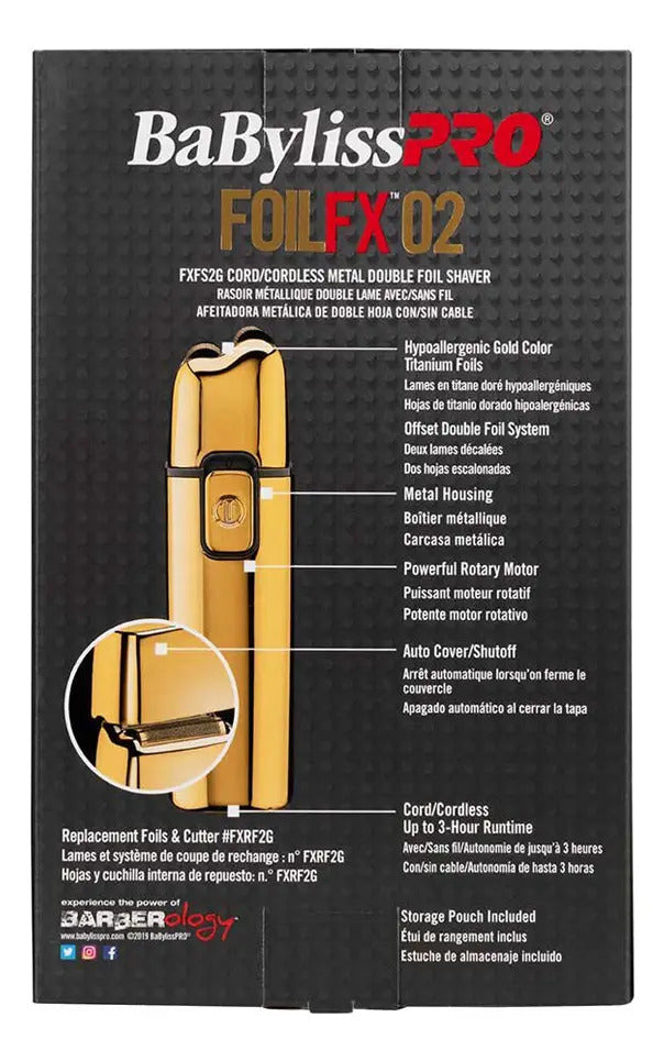 Afeitadora BabylissPRO FX02 Gold Shaver Inalámbrica Doble Foil