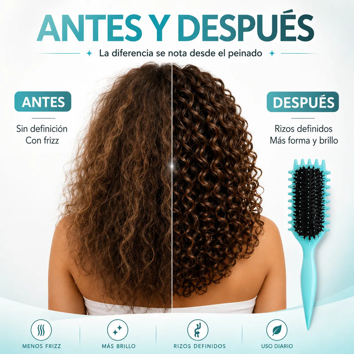 Cepillo Rizos Ondulados Define Acomoda Forma