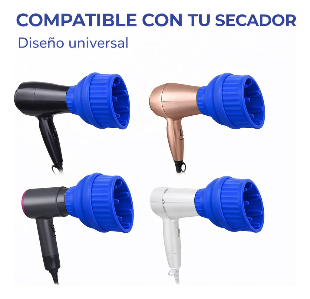 Difusor De Secador Silicona Plegable Universal Negro Fucsia