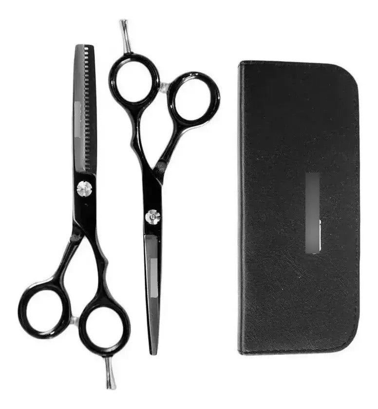 Kit Tijera Profesional Entresacadora + Filo Navaja Barberia