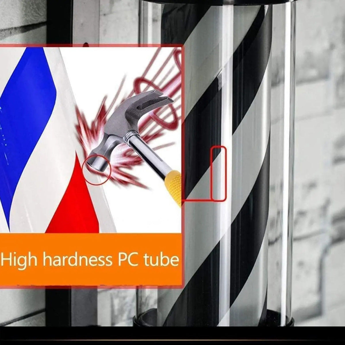 Poste de Barbería Profesional 88cm - Luz LED Giratoria Tricolor Clásica