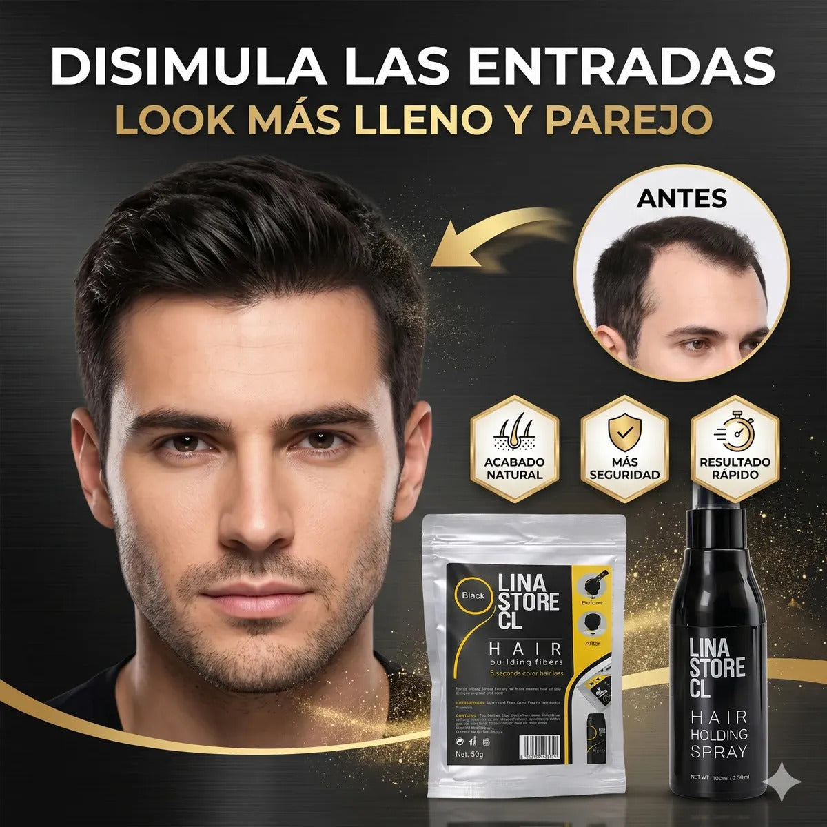 Sobre Recarga Negro Fibra Capilar + Fijador Laca Cabello