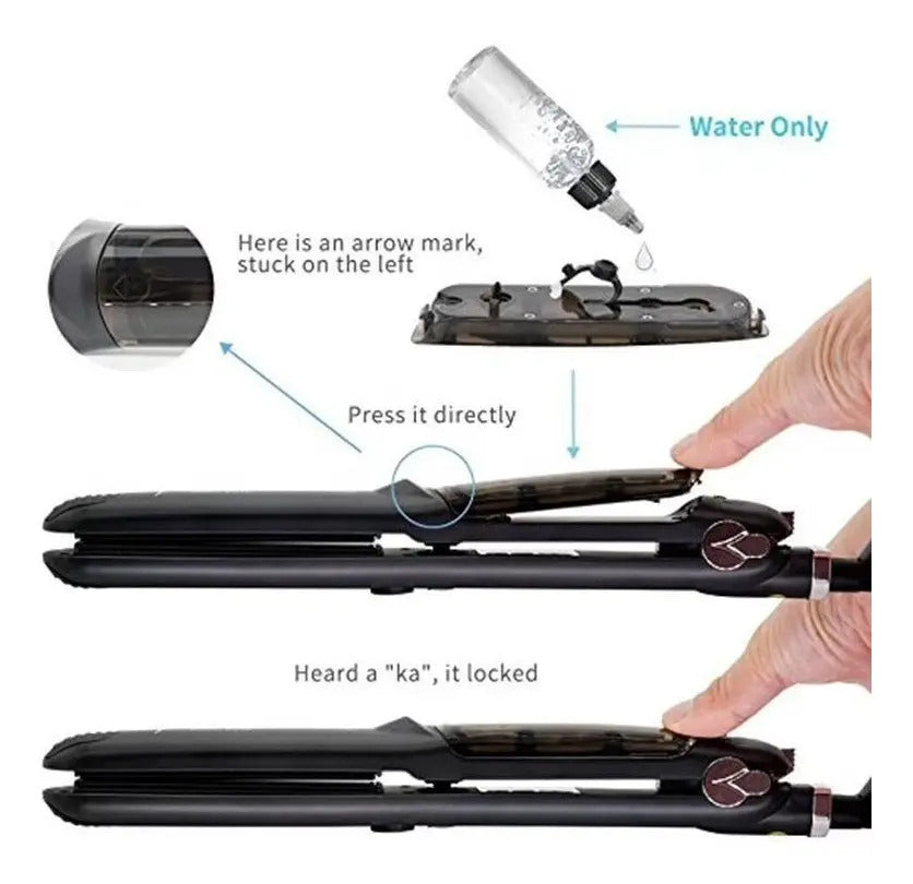 Plancha de Cabello Profesional a Vapor Air Salon - Cerámica 450°F Anti-Frizz
