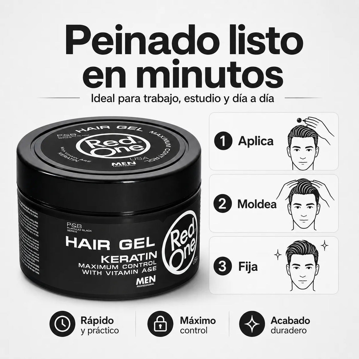 Gel Fijador Hombre Peinado Definido Keratin 450 Ml