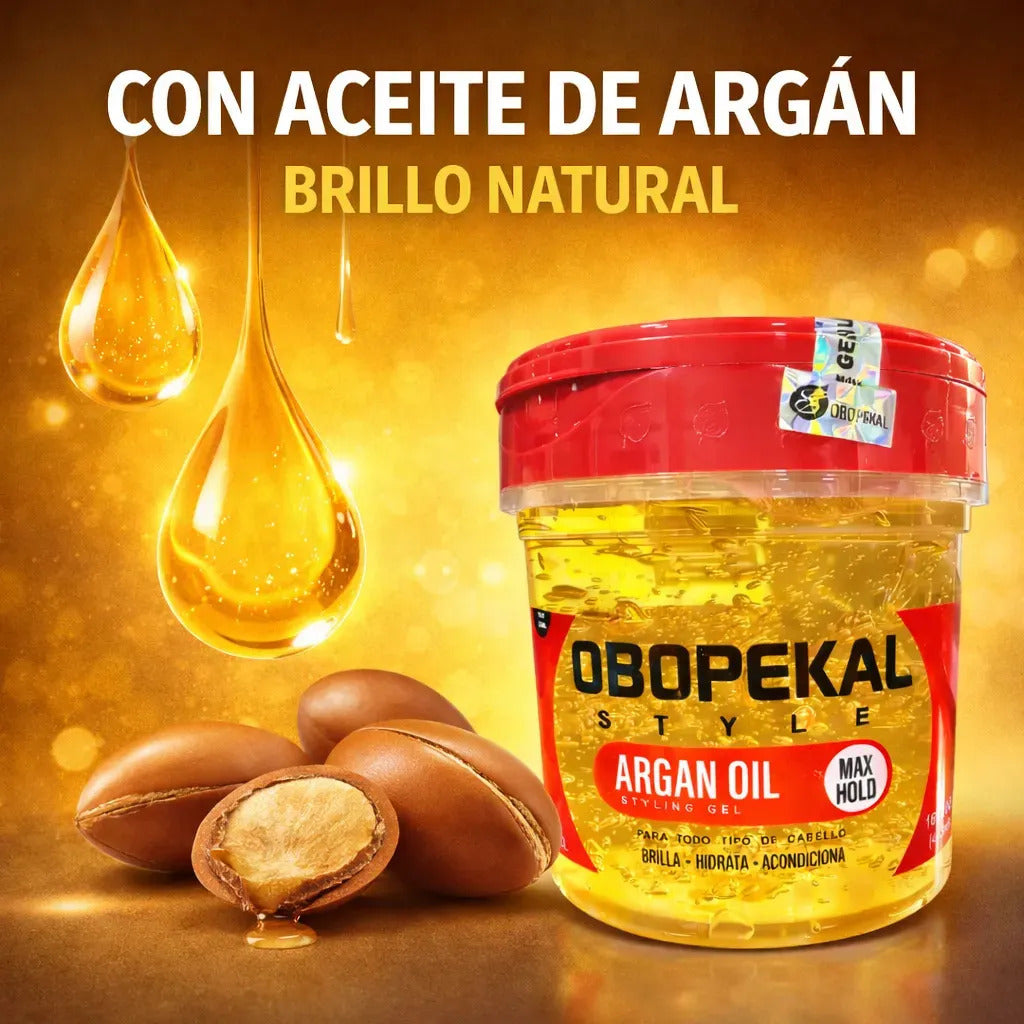 Gel Fijador De Cabello Efecto Brillo Con Aceite Argán Obopeckal