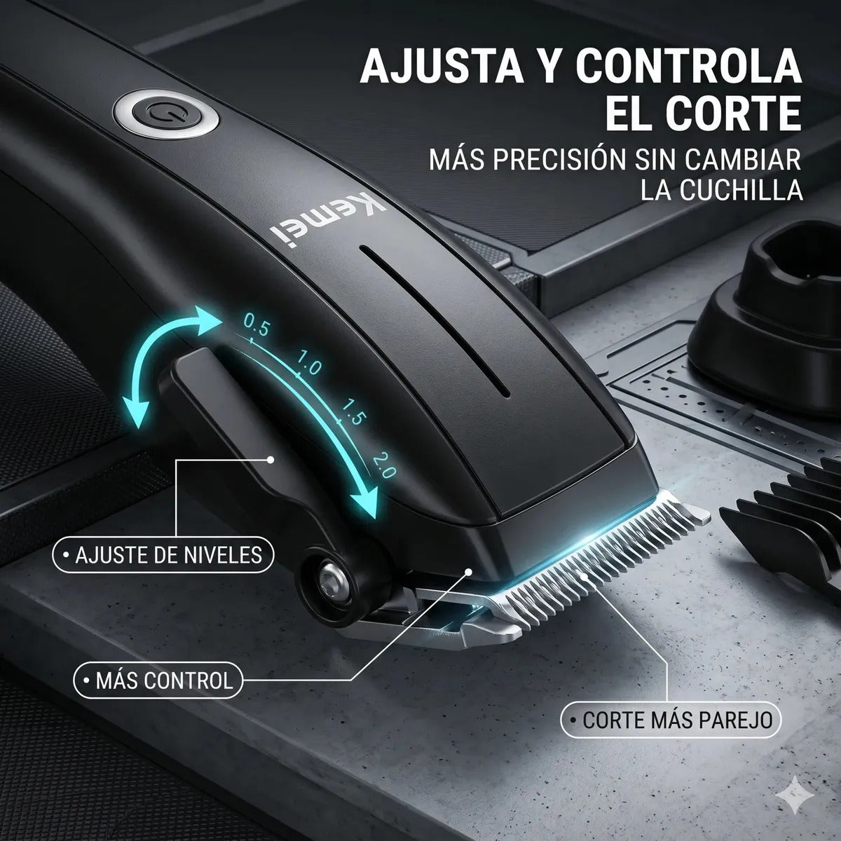 Maquina Corta Pelo Kemei 2286 Cortadora Cabello Negro Barber