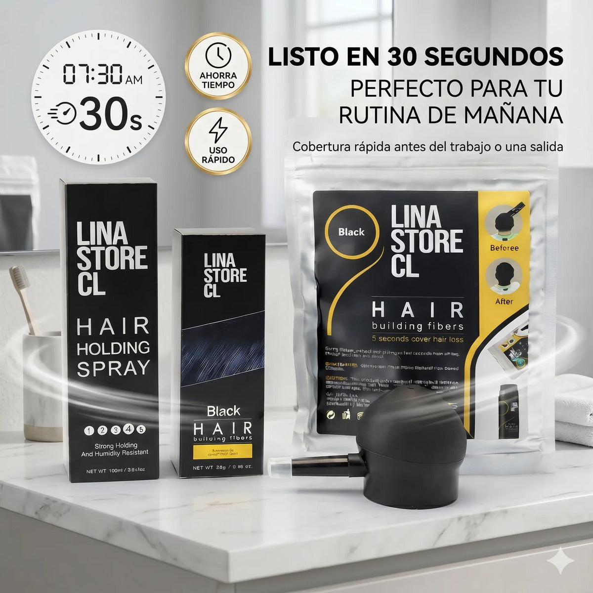 Kit Polvo Negro Fibras Capilares +bomba+fijador +sobre Carga