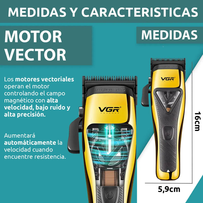 Máquina Cortar Pelo VGR V-015 Profesional 9000RPM Motor Vector con Base