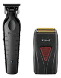 Kit Barbería Kemei: Trimmer de Precisión 2299 + Shaver Profesional 3381