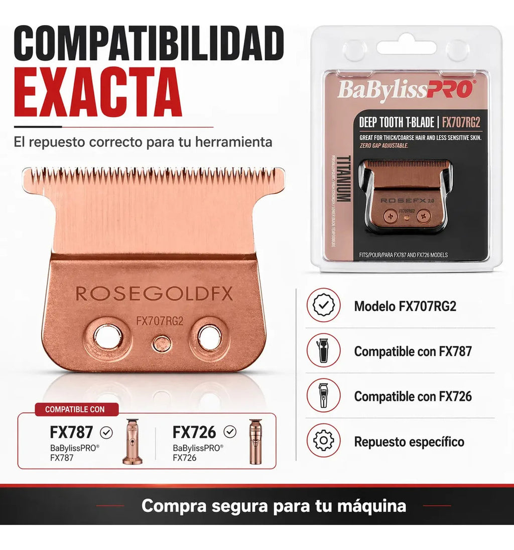 Repuesto Cuchilla Babyliss Pro Rose Gold Deep Tooth Fx707rg2
