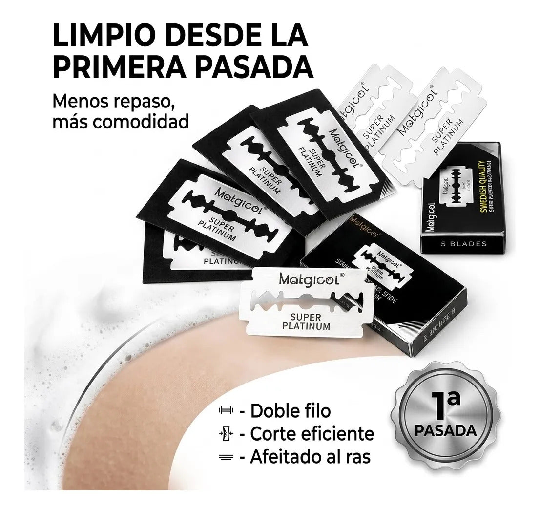 Cuchillas Afeitar Doble Filo Corte Limpio Acero Inoxidable