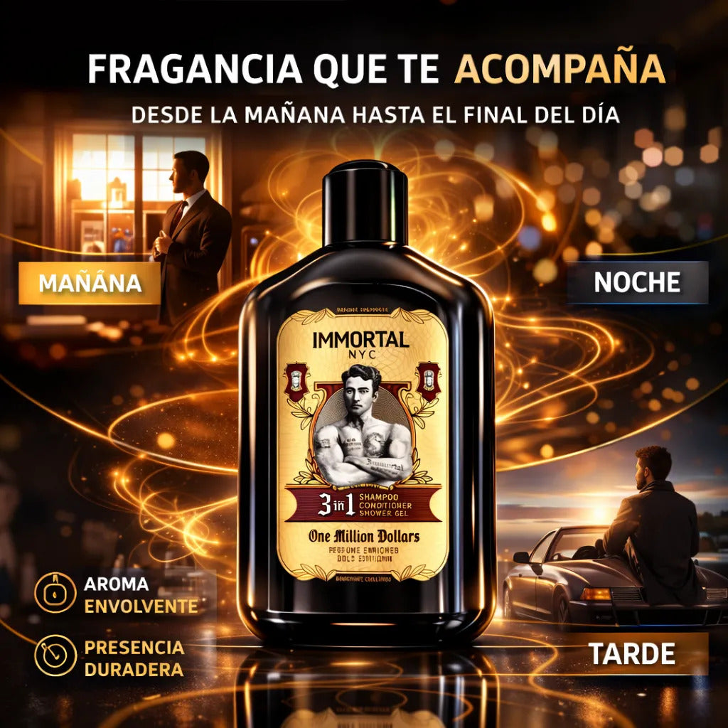 Shampoo 3 En 1 Hombre Fragancia Duradera Immortal 500 Ml
