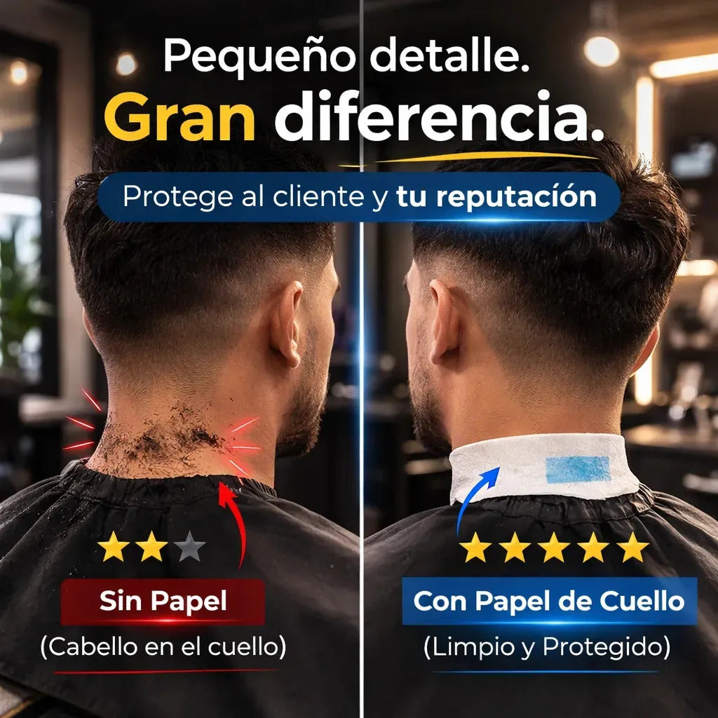 Papel De Cuello Barbería Higiene Profesional Adhesivo 5 Unid