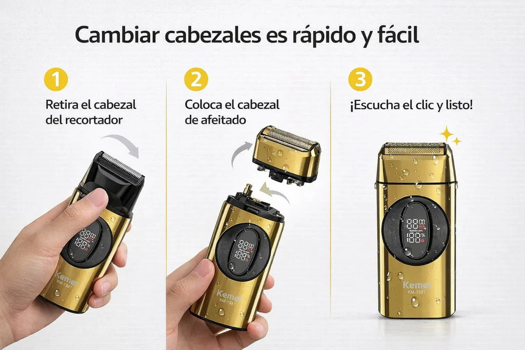 Maquina Kemei T397 Rasuradora Eléctrica Gold 2en1 Afeitadora