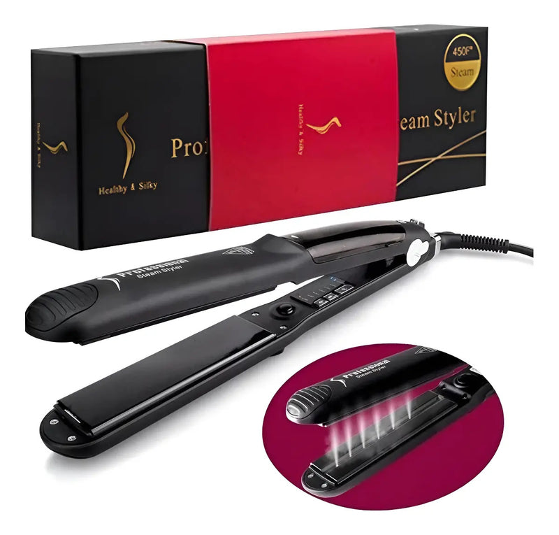 Plancha de Cabello Profesional a Vapor Air Salon - Cerámica 450°F Anti-Frizz