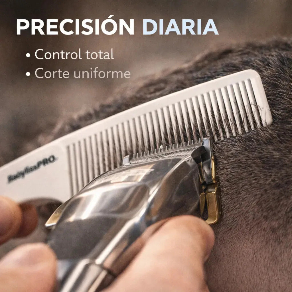 Peineta Profesional Barbero Resistente Uso Diario Blanca