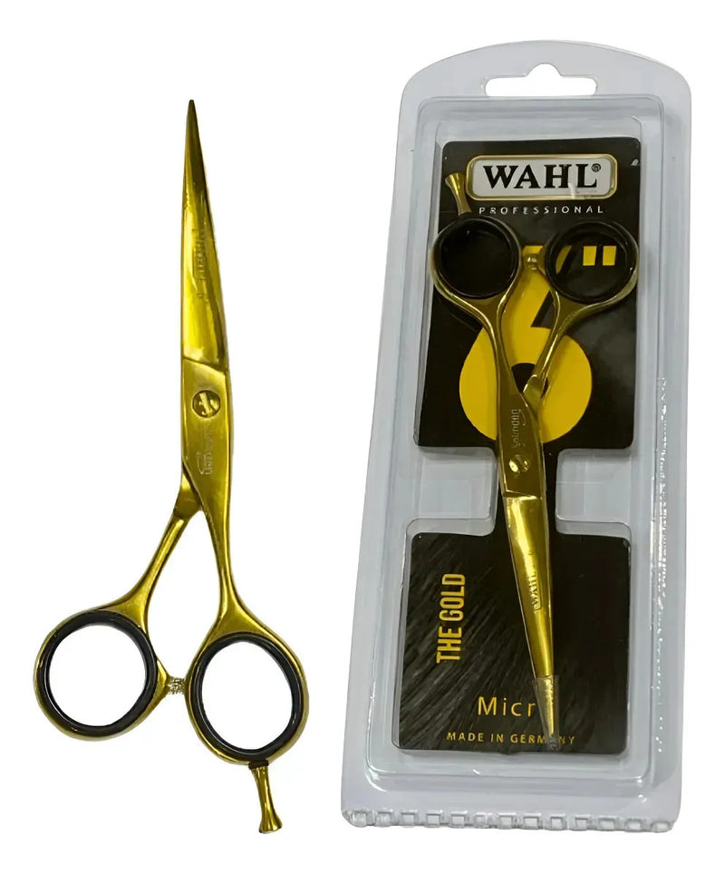 Tijera Profesional 6,0 Filo Navaja Para Corte Dorada Wahl