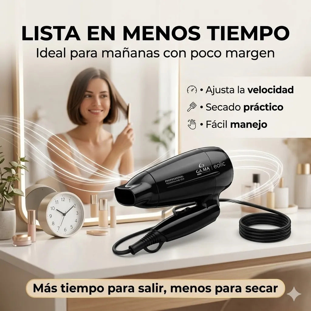 Secador De Pelo Gama Mini Plegable Italy Eolic Travel 1500w