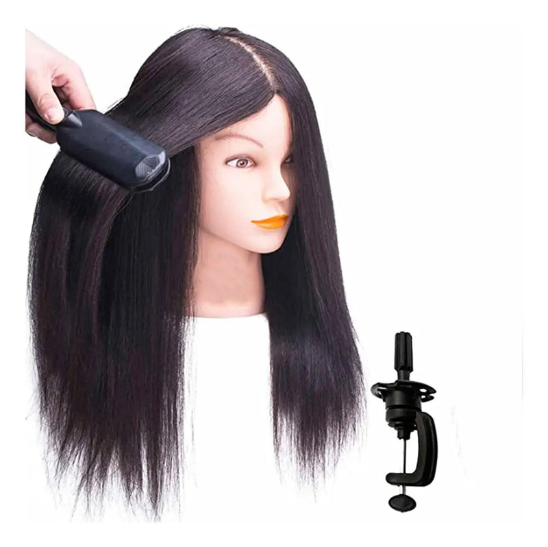 Cabeza Técnica Profesional 100% Cabello Natural con Soporte - 60cm