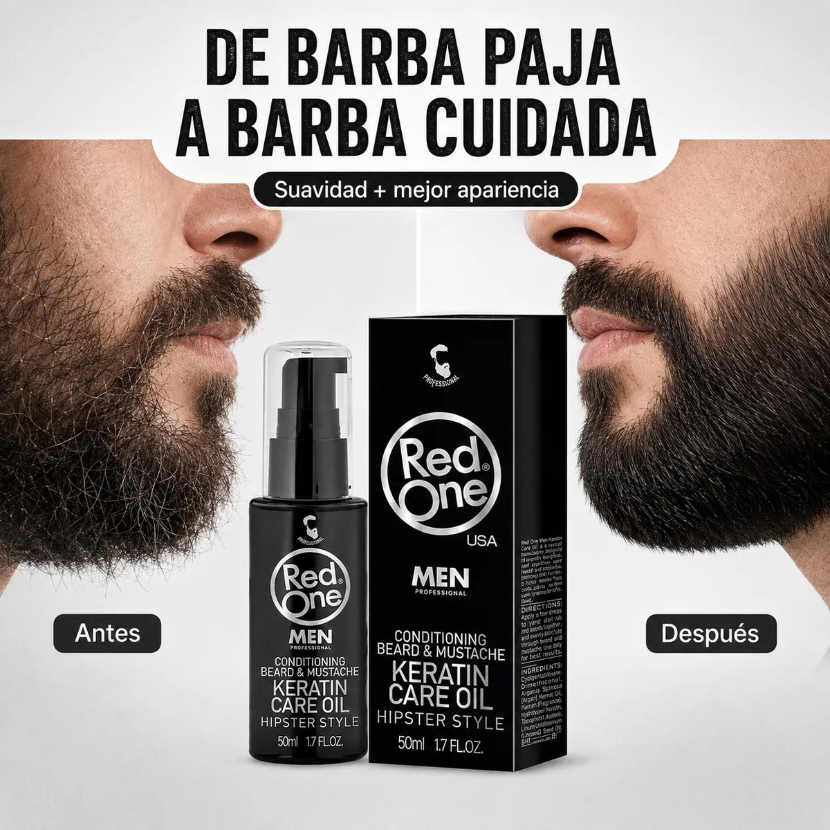 Aceite Para Barba Y Bigote Hidrata Barba Seca Red One 50ml