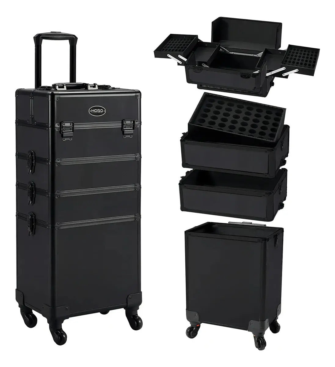 Maleta Trolley Profesional 4 en 1 con Ruedas 360° - Estación de Barbería Móvil