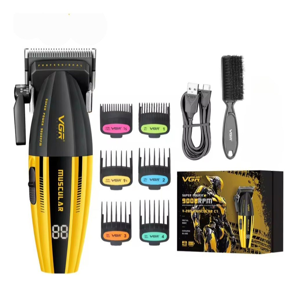 Máquina Cortar Pelo VGR V-285 Profesional 9000RPM Muscular Amarilla