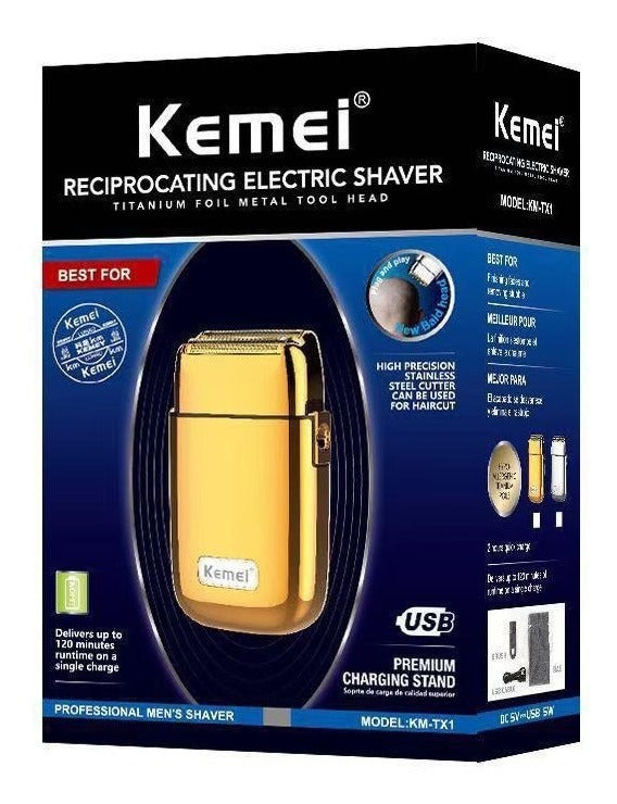 Afeitadora Profesional Kemei Metálica: Shaver Inalámbrica con Red Flotante 3D