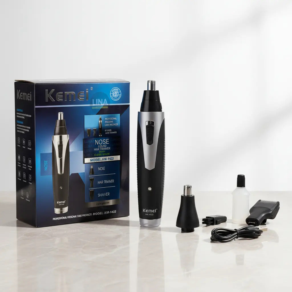 Trimmer Recargable Kemei 3 en 1 KM-6651: Cortadora de Nariz, Cejas y Patillas
