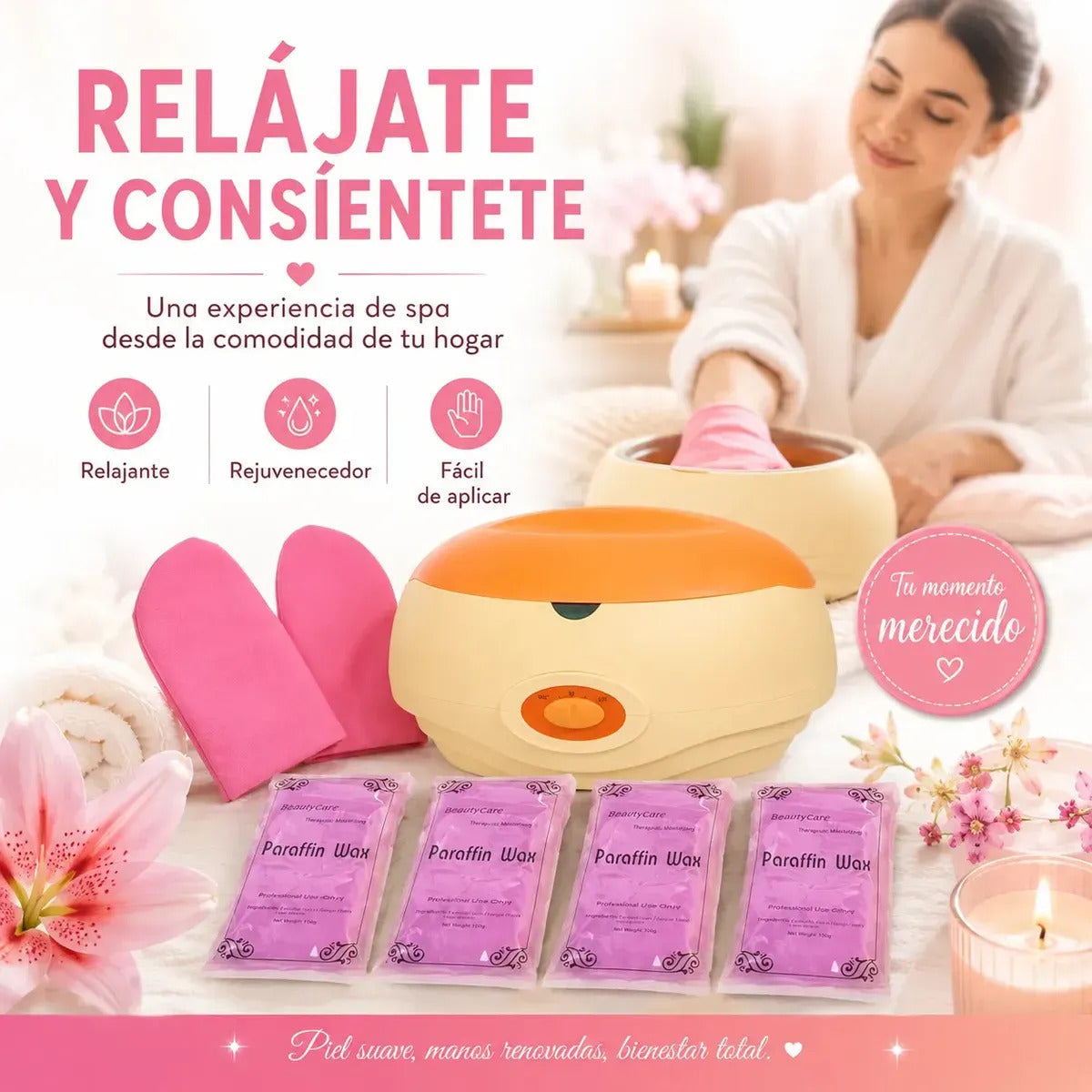 Kit Parafina Completo Olla 3kg + 4 Ceras 450g + 2 Guantes