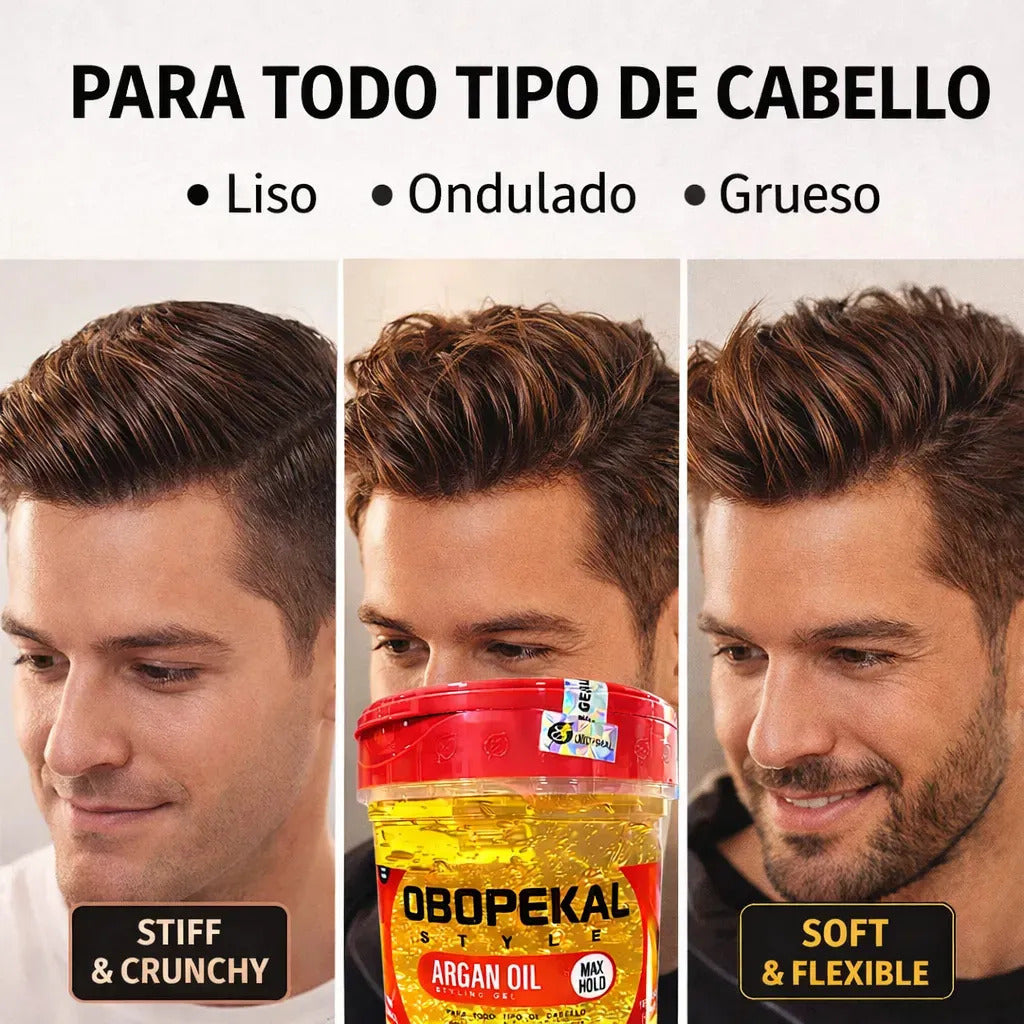 Gel Fijador De Cabello Efecto Brillo Con Aceite Argán Obopeckal