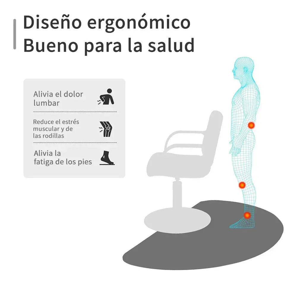 Alfombra Antifatiga Barbería Ergonómica Antideslizante Negro Negro Impermeable