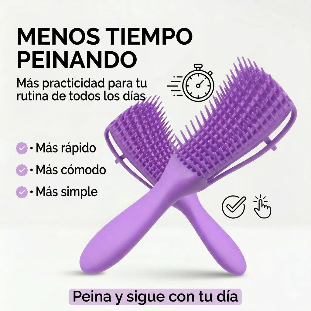Cepillo  Cabello Rizado Desenreda Fácil Cerdas Lila