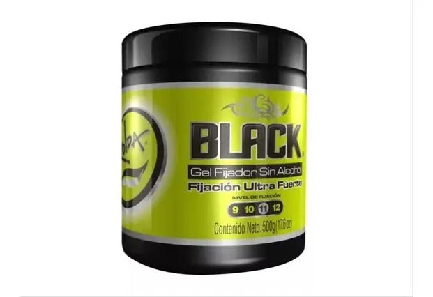 Gel Fijador Cubre Canas Rolda Black 500g - Fijación Mega Fuerte Nivel 14