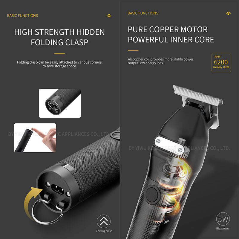 Pack Barbería Profesional Kemei: Trimmer KM-1753 + Máquina Rasuradora KM-3381